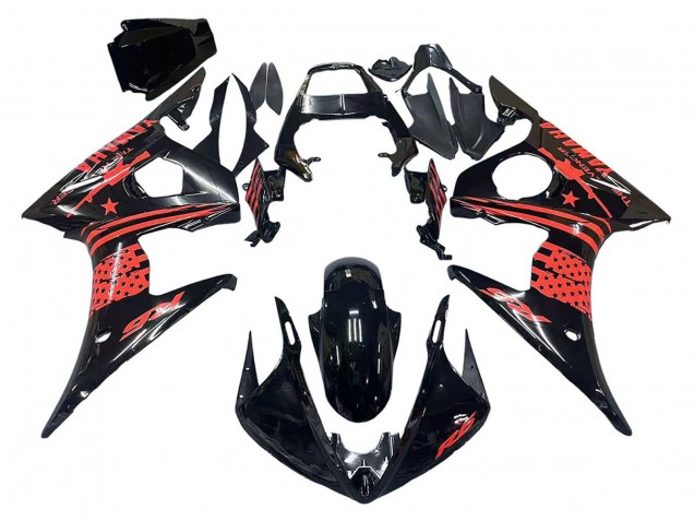 2003-2004 Yamaha YZF R6 Motorcycle Fairing - Glossy Black Red