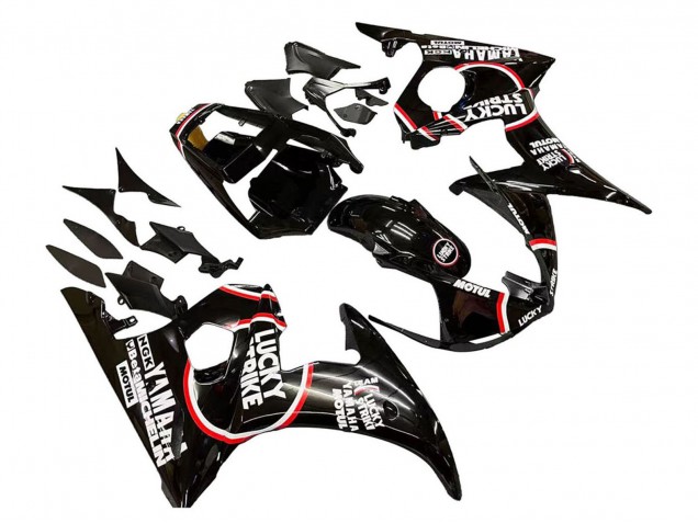 2003-2004 Yamaha YZF R6 Motorcycle Fairings - Glossy Black Red White Lucky Strike Motul