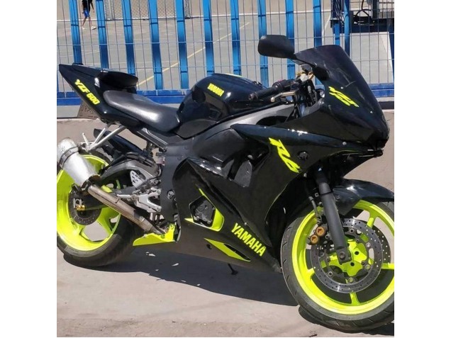 2003-2004 Yamaha YZF R6 Motorcycle Fairings - Glossy Black Neon Yellow