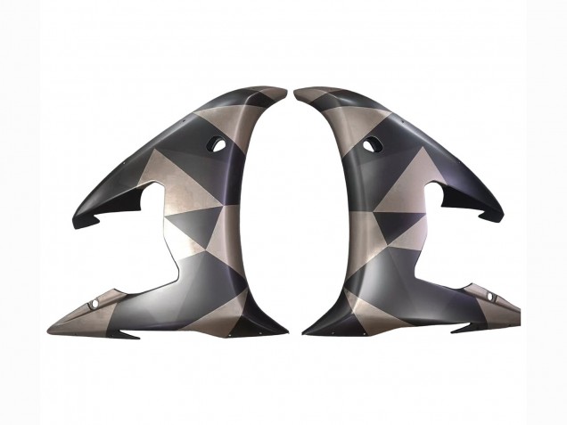 2003-2004 Yamaha YZF R6 Motorcycle Fairings - Grey Matte Black Geometric