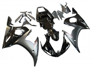 2003-2004 Yamaha YZF R6 Motorcycle Fairings - Glossy Black Matte Black Gold Chameleon