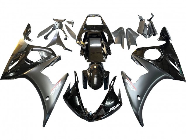 2003-2004 Yamaha YZF R6 Motorcycle Fairings - Glossy Black Matte Black Gold Chameleon