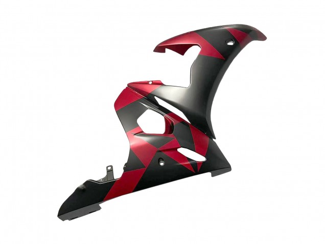 2005 Yamaha YZF 600 R6 Motorcycle Fairings - Matte Black Red Geometric