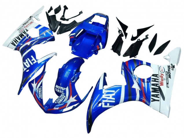 2005 Yamaha YZF 600 R6 Motorcycle Fairings - Blue White Red Motul Michelin Fiat