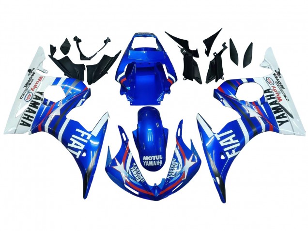 2005 Yamaha YZF 600 R6 Motorcycle Fairings - Blue White Red Motul Michelin Fiat