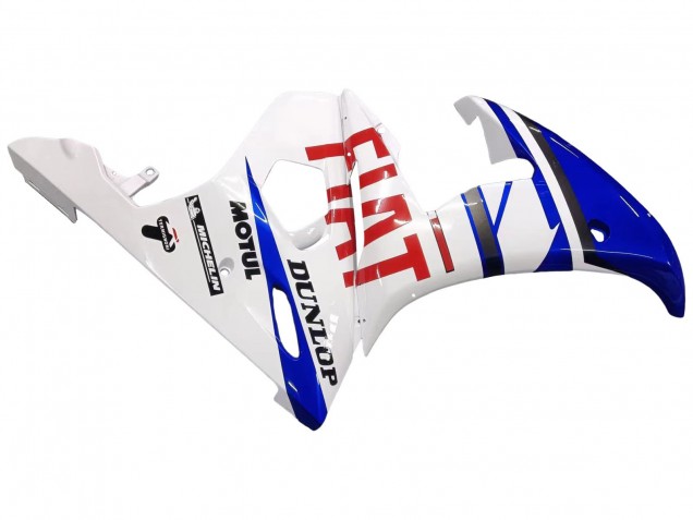 2005 Yamaha YZF 600 R6 Motorcycle Fairings - White Blue Dunlop Fiat Motul