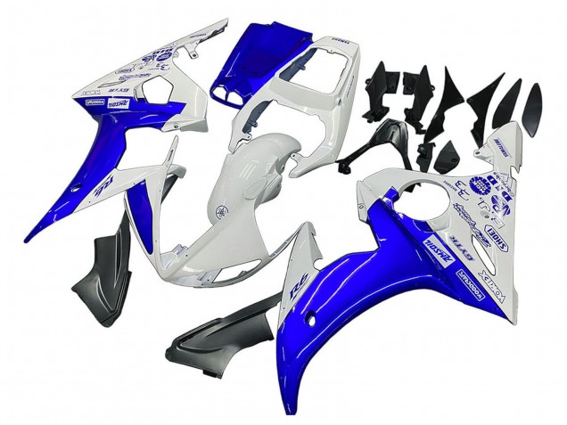 2005 Yamaha YZF 600 R6 Motorcycle Fairings - White Blue Yamalube