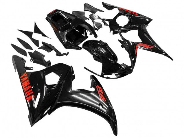 2005 Yamaha YZF 600 R6 Motorcycle Fairings - Black Red