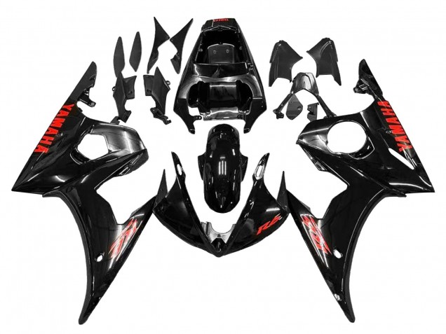 2005 Yamaha YZF 600 R6 Motorcycle Fairings - Black Red