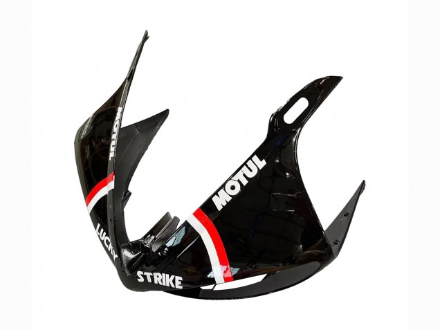 2005 Yamaha YZF 600 R6 Motorcycle Fairings - Glossy Black White Lucky Strike Motul