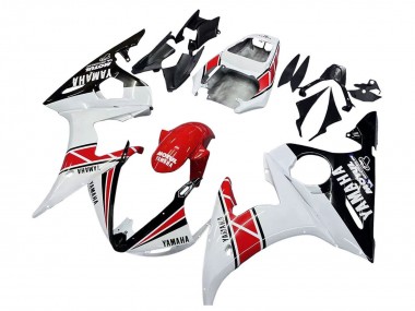 2005 Yamaha YZF 600 R6 Motorcycle Fairings - White Black Red Motul