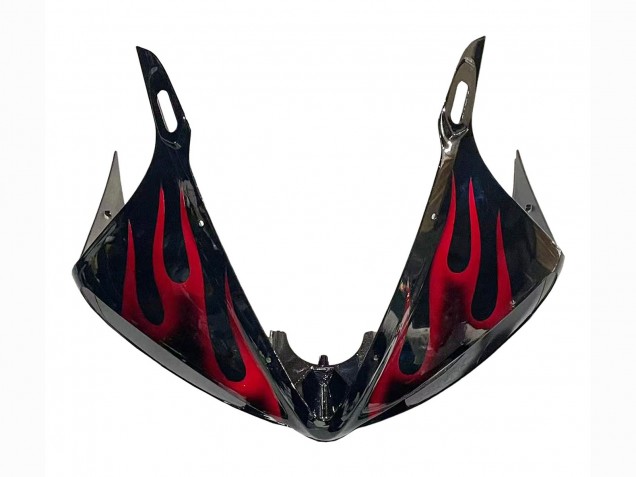 2005 Yamaha YZF 600 R6 Motorcycle Fairings - Black with Red Flame