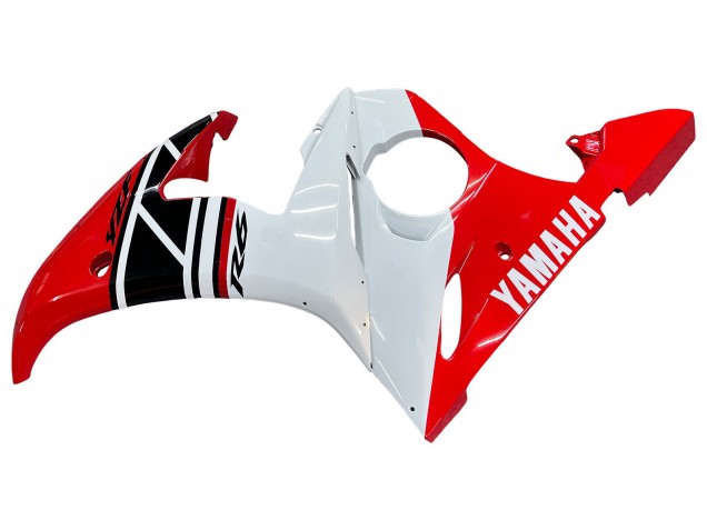 2005 Yamaha YZF 600 R6 Motorcycle Fairings - White Red Glossy Black