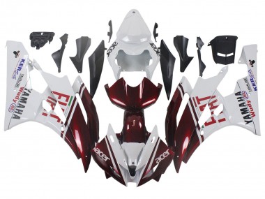 2006-2007 Yamaha YZF 600 R6 Motorcycle Fairings - White Maroon Red Fiat Acer Yamalube