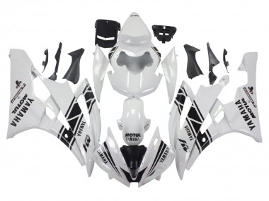 2006-2007 Yamaha YZF 600 R6 Motorcycle Fairings - White Glossy Black Motul Michelin