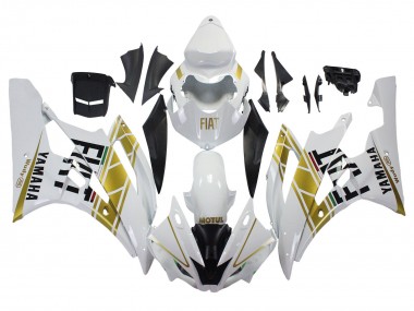 2006-2007 Yamaha YZF 600 R6 Motorcycle Fairings - White Gold Black Fiat