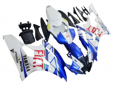 2006-2007 Yamaha YZF 600 R6 Motorcycle Fairings - White Blue Red Fiat Motul Michelin