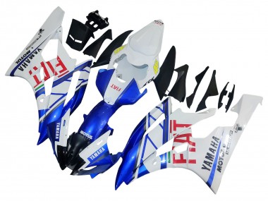 2006-2007 Yamaha YZF 600 R6 Motorcycle Fairings - White Blue Red Fiat Motul Michelin