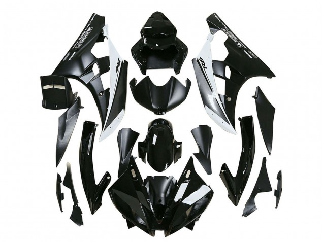 2006-2007 Yamaha YZF 600 R6 Motorcycle Fairings - Glossy Black Matte Black White Motul Michelin