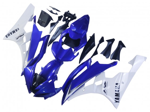 2006-2007 Yamaha YZF 600 R6 Motorcycle Fairings - White Blue Black