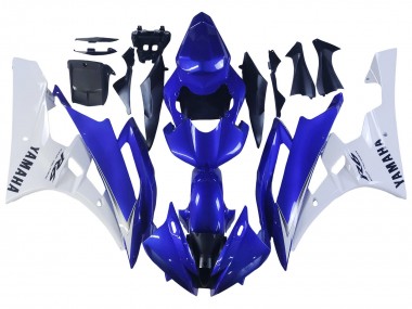 2006-2007 Yamaha YZF 600 R6 Motorcycle Fairings - White Blue Black