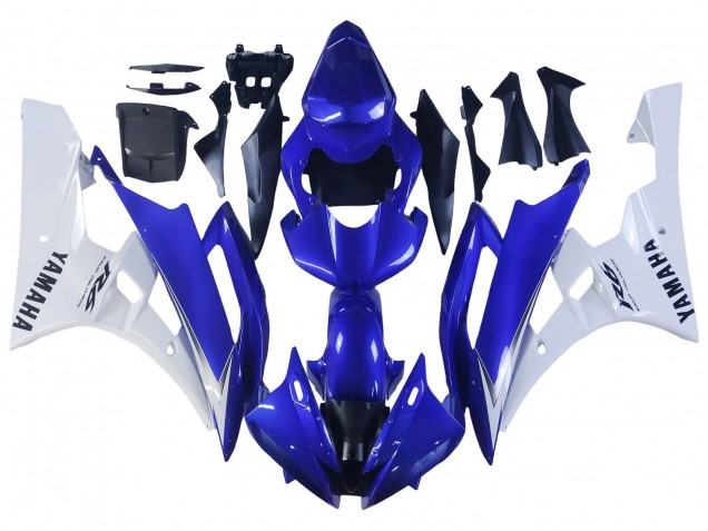 2006-2007 Yamaha YZF 600 R6 Motorcycle Fairings - White Blue Black
