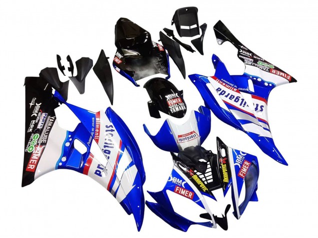 2006-2007 Yamaha YZF 600 R6 Motorcycle Fairings - White Blue Black Fimer Volvo Yamalube Sterilgarda