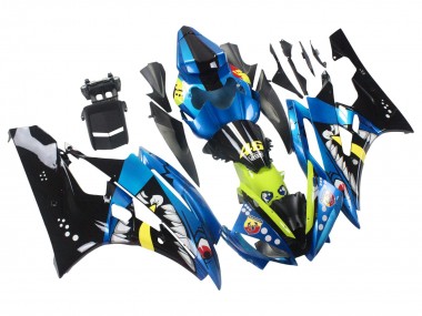2006-2007 Yamaha YZF 600 R6 Motorcycle Fairings - Blue Neon Green Black Shark