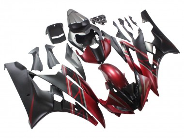 2006-2007 Yamaha YZF 600 R6 Motorcycle Fairings - Red Matte Black