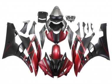 2006-2007 Yamaha YZF 600 R6 Motorcycle Fairings - Red Matte Black