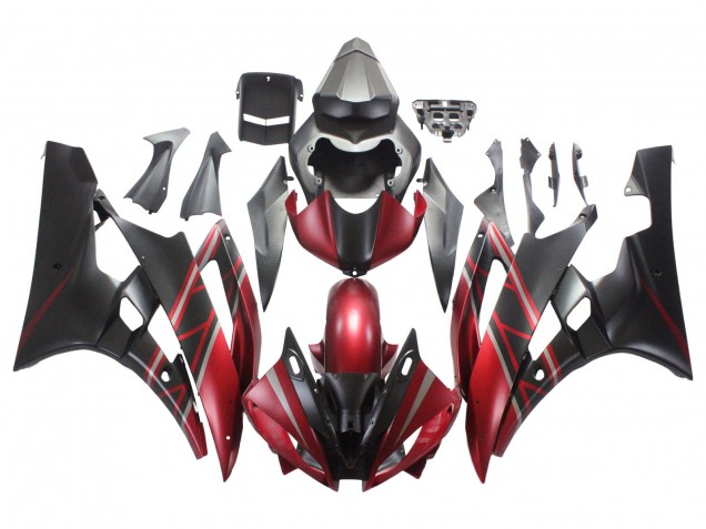 2006-2007 Yamaha YZF 600 R6 Motorcycle Fairings - Red Matte Black