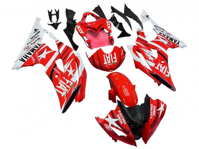 2008-2016 Yamaha YZF 600 R6 Motorcycle Fairings - White Red Black Fiat Acer