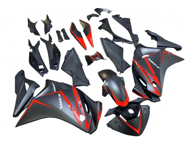 2011-2015 Honda CBR250RR Motorcycle Fairings - Matte Black Red Stripe