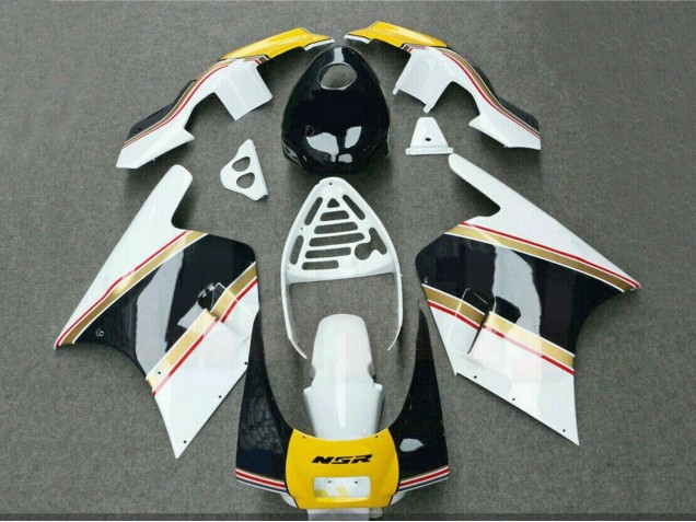 1988-1989 Honda NSR250R Motorcycle Fairings - White Yellow Gold Glossy Black
