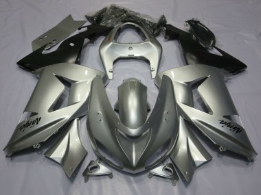 2006-2007 Kawasaki ZX10R Motorcycle Fairings - Silver Matte Black