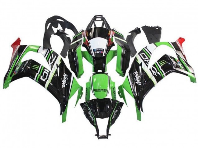 2011-2015 Kawasaki ZX10R Motorcycle Fairings - Green Black White Red Stripe Monster