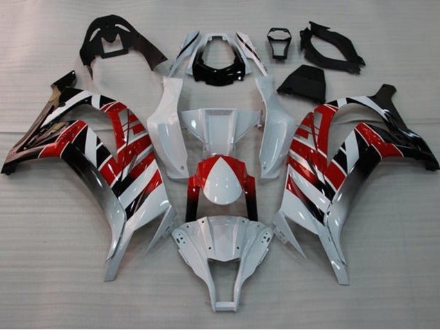 2011-2015 Kawasaki ZX10R Motorcycle Fairings - White Red Black Stripe