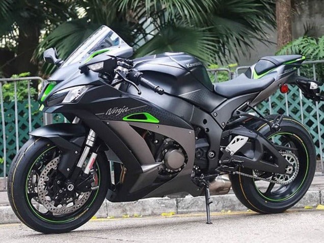 2016-2020 Kawasaki ZX10R Motorcycle Fairings - Matte Black Green Silver