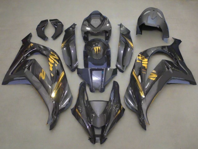 2016-2020 Kawasaki ZX10R Motorcycle Fairings - Faux Carbon Fiber Gold