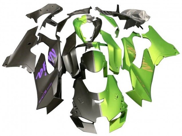 2021-2025 Kawasaki ZX10R Motorcycle Fairings - Matte Black Matte Green Split