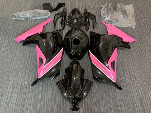 2013-2024 Kawasaki EX300 Motorcycle Fairings - Glossy Black Pink White Stripe