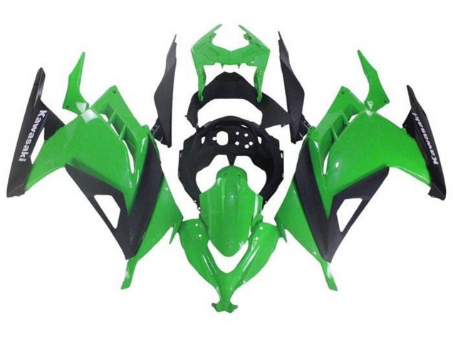 2013-2024 Kawasaki EX300 Motorcycle Fairings - Green Black