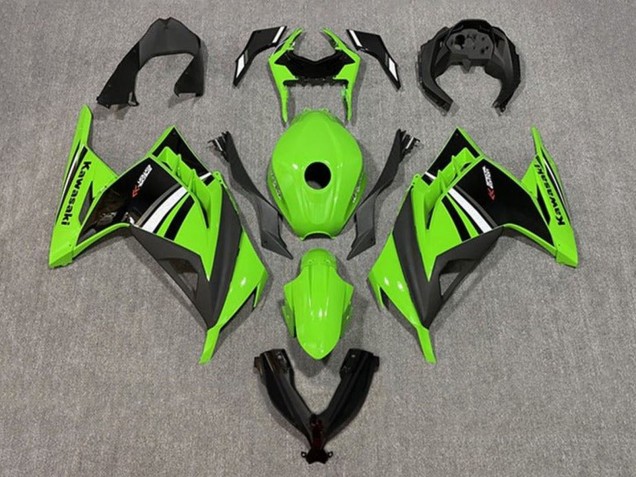 2013-2024 Kawasaki EX300 Motorcycle Fairing - Green White Black Stripe