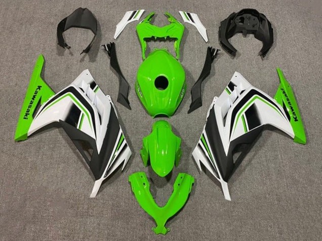 2013-2024 Kawasaki EX300 Motorcycle Fairings - Green White Black Stripe