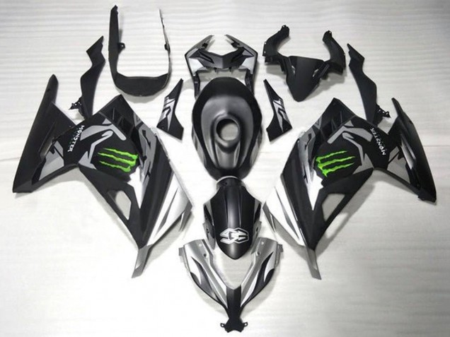 2013-2024 Kawasaki EX300 Motorcycle Fairings - Matte Black Silver Green Monster