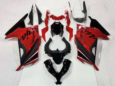 2013-2024 Kawasaki EX300 Motorcycle Fairings - Red Black White Stripe
