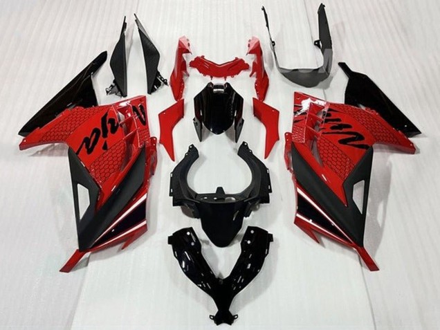 2013-2024 Kawasaki EX300 Motorcycle Fairings - Red Black White Stripe