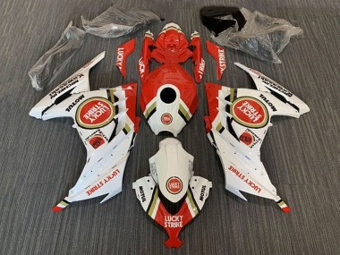 2013-2024 Kawasaki EX300 Motorcycle Fairings - White Red Lucky Strike