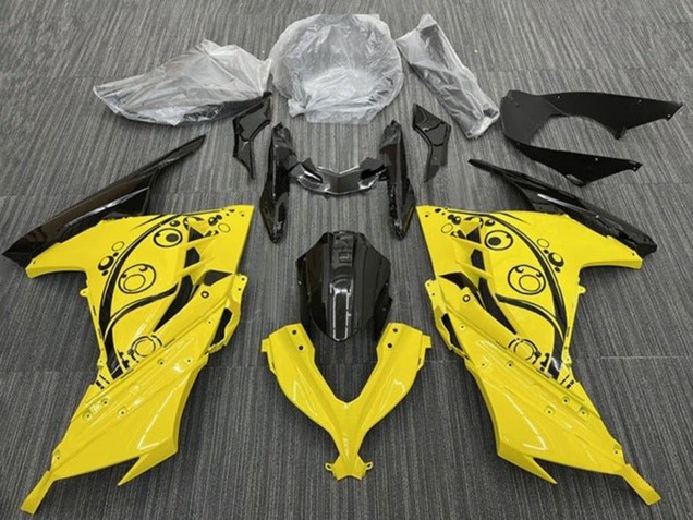 2013-2024 Kawasaki EX300 Motorcycle Fairings - Yellow Black Circles