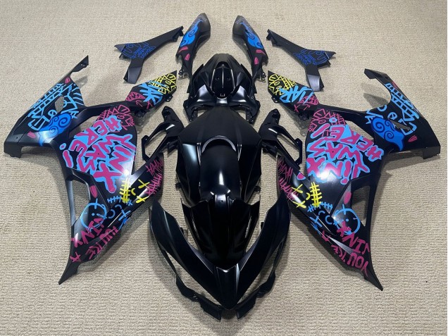 2018-2024 Kawasaki Ninja 400 Motorcycle Fairings - Black Blue Jinx